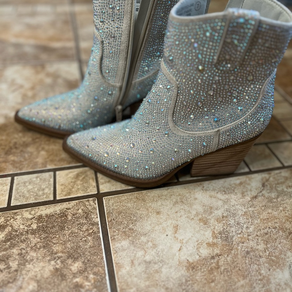 Women's Rhinestone Embellished Ankle Boots